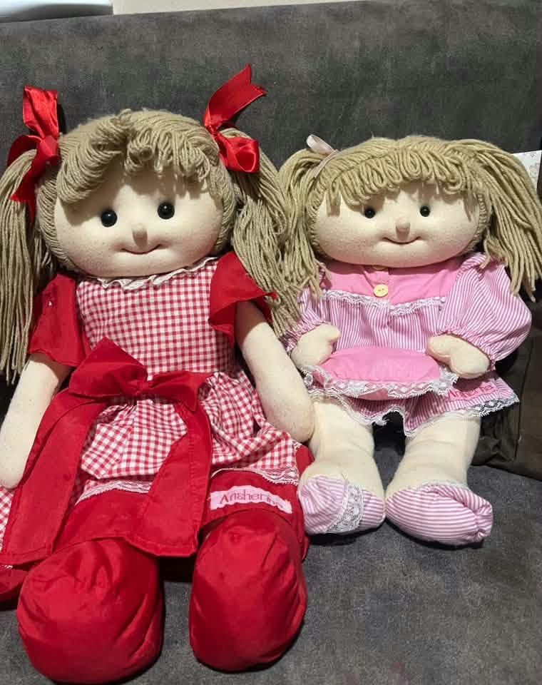 Asherina Dolls ( vintage) (Category: Infant Playtime) located in Caloocan City. Submitted by littlebonzabrats (Listing ID 1469182376, Image 1). Description: Personal Preloved of my eldest daughter. Still in good condition. Red doll - 50cm Pink- 40cm Pm for more details..