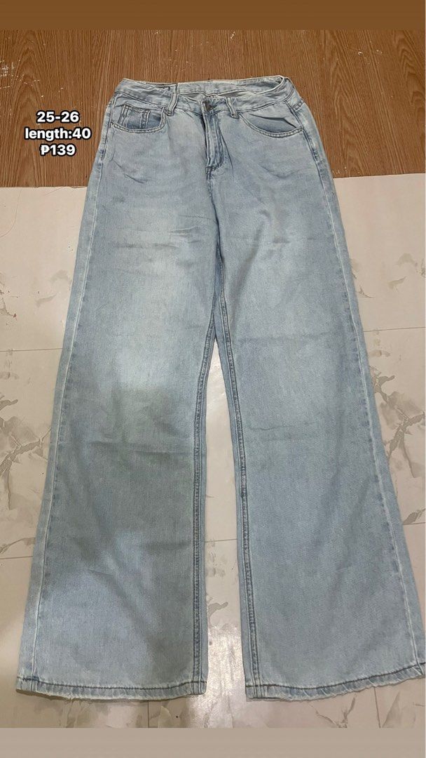 Assorted Cargo and Wide-Leg Denim Pants (Category: Jeans) located in Manila. Submitted by yuwiiix (Listing ID 1469295970, Image 3). Description: - Trendy streetwear bottoms bundle for everyday casual looks - Items included: black cargo pants, red baggy cargos, light wash denim, medium wash wide-leg jeans, and seam-paneled jeans - Waist sizes: 24 to 28 - Lengths: Mostly 40 inches - Available for individual purchase or as a complete bundle - DM for