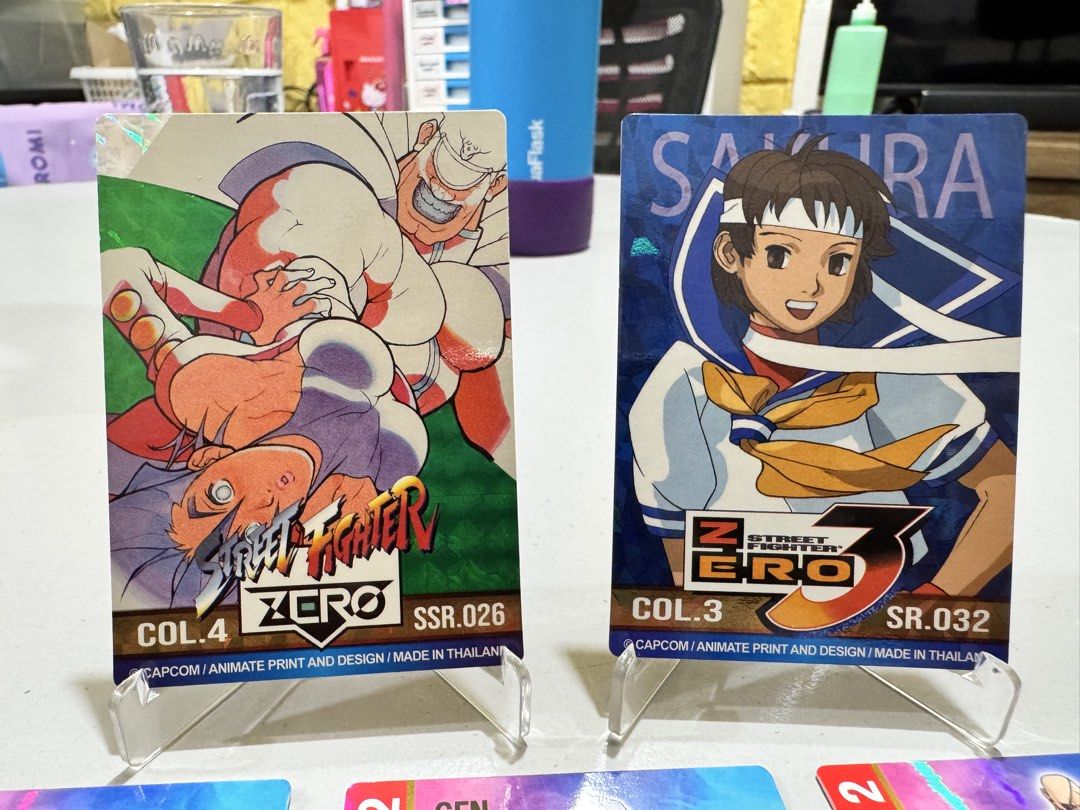 Assorted characters (Category: Raw Singles) located in Mandaluyong City. Submitted by mikes_collectibles (Listing ID 1469222816, Image 1). Description: Selling Street Fighter Zero cards as set: SSR Vega (M. Bison) vs Rose SR Sakura R Adon R Gen R Sagat N Sakura N Zangief N Dhalsim.