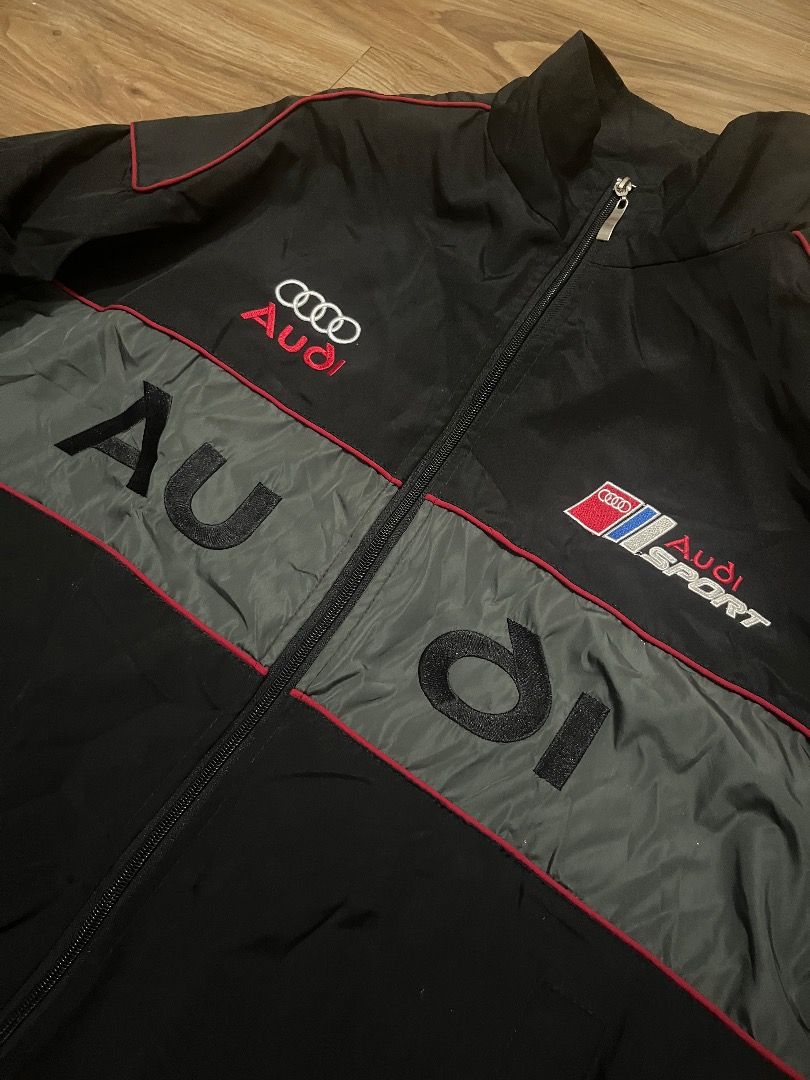 Audi Sport Black Racing Jacket (Category: Coats, Jackets and Outerwear) located in Caloocan City. Submitted by nashcedric71574 (Listing ID 1469215052, Image 2). Description: AUDI Official Racing Jacket 🏎️ AUTHENTIC, NO ISSUES size XL (23x28) 🏷️ 1200 negotiable Manila/Bulacan loc.