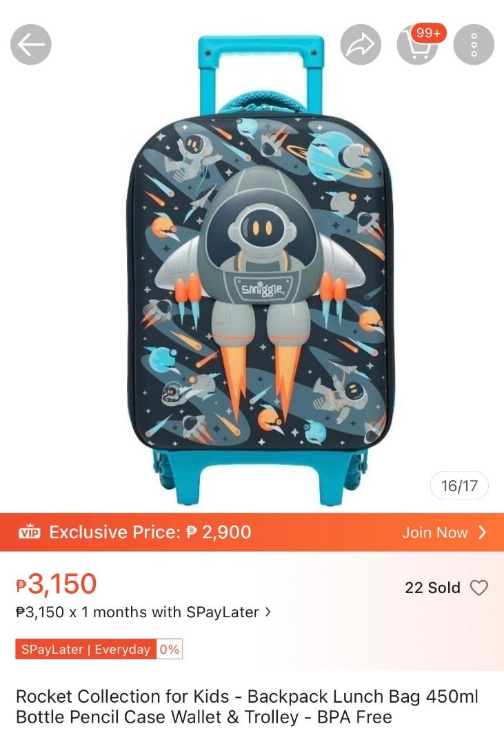Auth Smiggle Trolley Bag (Category: Babies & Kids Fashion) located in Manila. Submitted by withlovesam (Listing ID 1469261370, Image 3). Description: used for a few times only, bought for 4k plus.