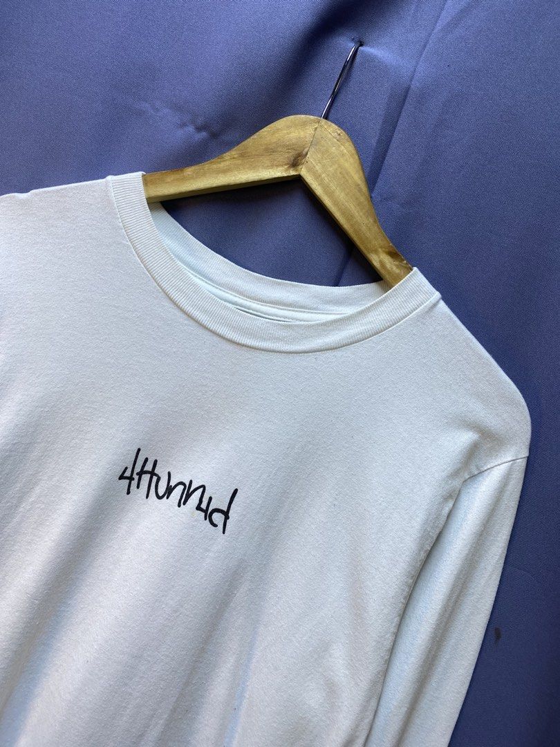 AUTHENTIC 4 HUNNID “CROSS GRAPHIC” (Category: Coats, Jackets and Outerwear) located in Makati City. Submitted by drip.poww (Listing ID 1469323614, Image 3). Description: - Authentic 4 Hunnid - Color: White - Size: Small - Dimes: 19x27 - Authentic - Excellent condition - Need wash, fresh from bale - Material: 100% Cotton Please don’t expect too much—these are thrifted (ukay) items. 😊 !!STILL NEGOTIABLE!!.