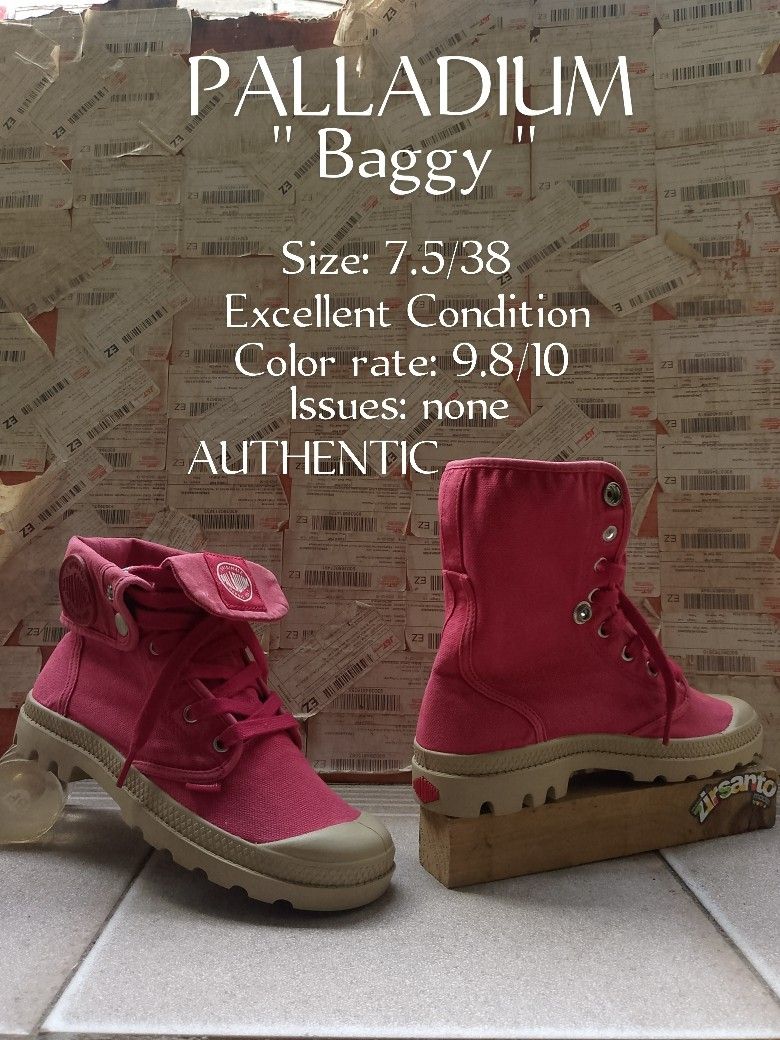 AUTHENTIC! " PALLADIUM (Baggy) WOMEN " (Category: Boots) located in Danao, Cebu. Submitted by azaiahnere02 (Listing ID 1464827390, Image 1). Description: details are in first photo ‎pm/dm for other details,issues or transactions ‎negotiable! 👊😁 ‎2nd Account Available Shirts, Jeans, Jackets, Shorts & more garments just click the link in descriptions of the item 💚👇😁❤️ or follow for update stocks. ‎https://www.carousell.ph/u/psychypymb40965/?t-