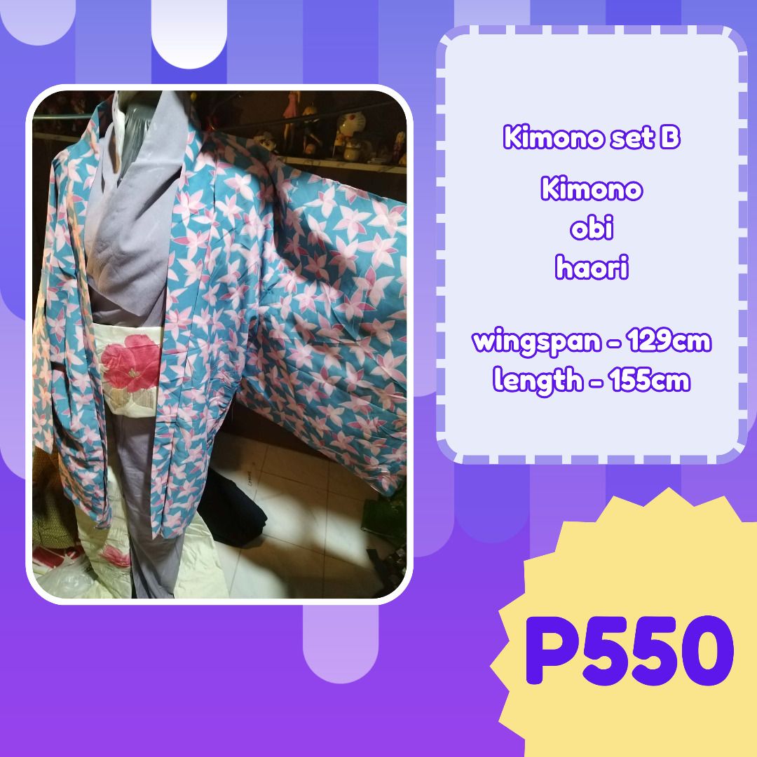 Authentic Japanese Kimono (Category: Sets or Coordinates) located in Calamba. Submitted by yumiyowww (Listing ID 1469187458, Image 3). Description: Authentic Japanese Kimono Sets for sale price and dimension in the picture send chat if interested! Calamba laguna area.