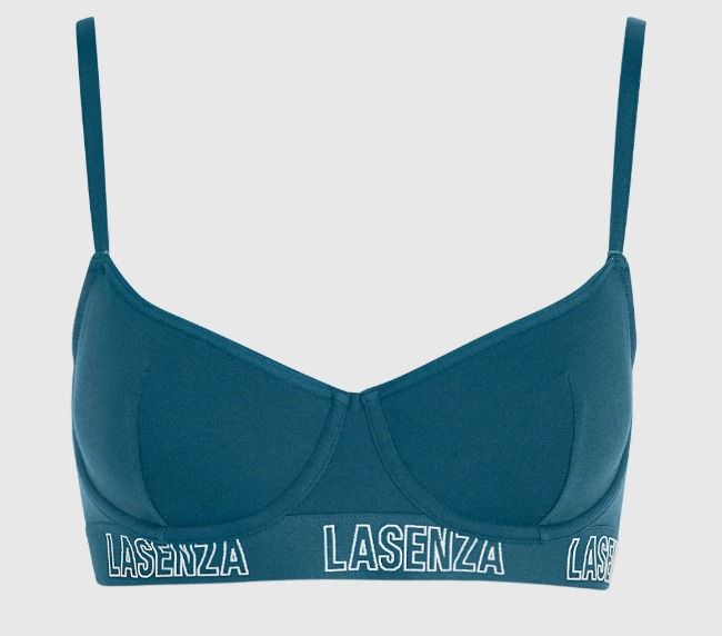 On hand Authentic La Senza Teal Logo Underwire Bra 32A (Category: Undergarments & Loungewear) located in Calasiao. Submitted by klowdeen (Listing ID 1469256291, Image 1). Description: IMPORTED FROM THE USA Brand: La Senza - Color: Teal - Type: Underwire bra with structured cups - Details: Wide elastic bottom band with bold white logo lettering - Straps: Adjustable shoulder straps - Material: Soft cotton blend - Condition: Great everyday supportiv