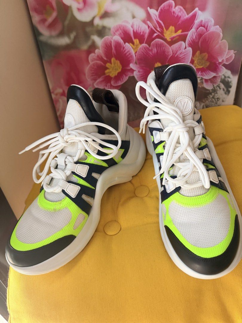 Authentic Louis Vuitton Archlight Shoes Size 39 (Category: Sneakers & Footwear) located in Antipolo. Submitted by SummerPeaCloset (Listing ID 1469262376, Image 2). Description: I’m selling a pair of authentic Louis Vuitton Archlight sneakers in EU size 39. I’ve owned them about 2–5 years and they’re in good condition with light usage — some small scuffs and slight discoloration on the neon trim but no major damage, tears, or sole separation. The 