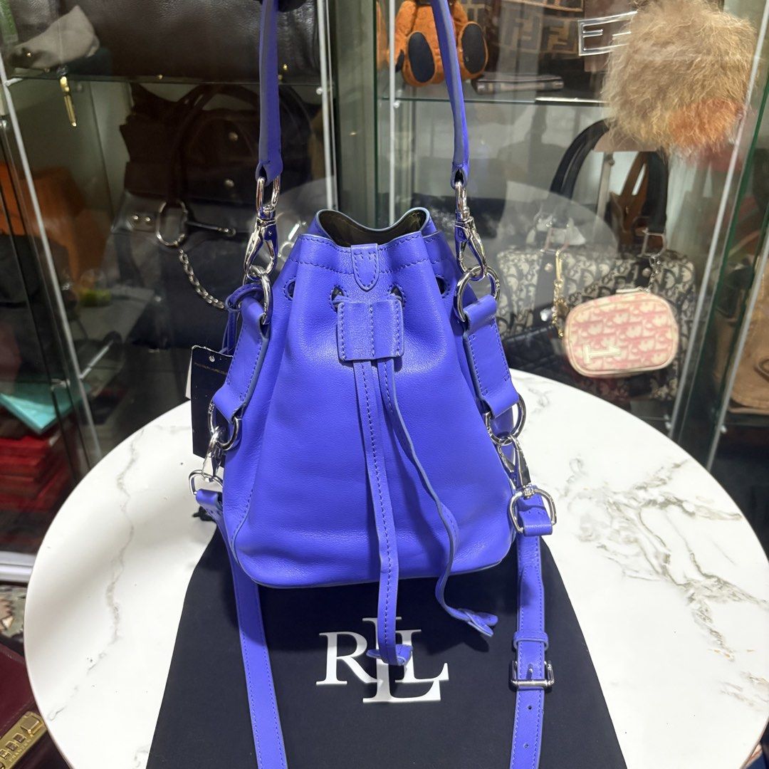 Authentic Ralph Lauren Collection Ricky Purple Leather Drawstring Bag (Category: Luxury Bags & Wallets) located in Binangonan. Submitted by makoleksyon (Listing ID 1469294937, Image 3). Description: Excellent condition Like new No flaws With dust bag , tags and authenticity card Size: H-9 x W-7 x D-5 inches Bought in Japan 💯% Authentic Money back guarantee .