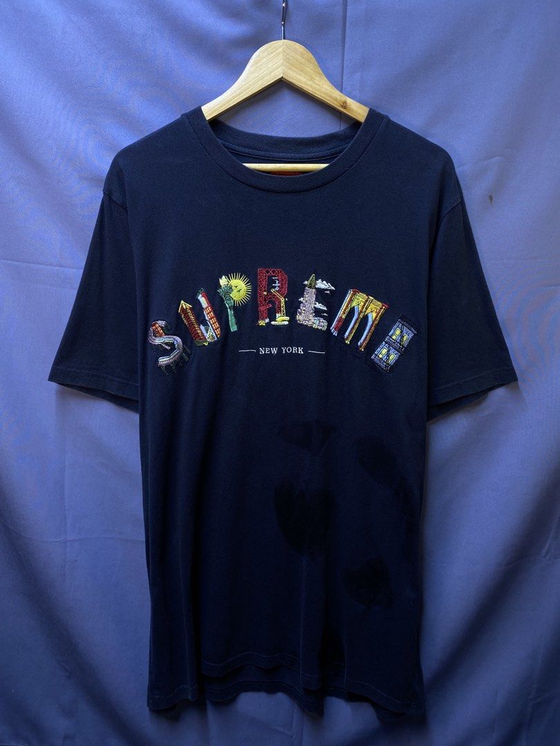 Authentic Supreme city Arc Tee (Category: Tshirts & Polo Shirts ) located in Makati City. Submitted by drip.poww (Listing ID 1469340471, Image 1). Description: - Authentic Supreme - Color: Navy Blue - Size: XL - Dimes: 25x30 - Authentic - Excellent condition - Need wash, fresh from bale - Material: 100% Cotton Please don’t expect too much—these are thrifted (ukay) items. 😊 !!STILL NEGOTIABLE!!.