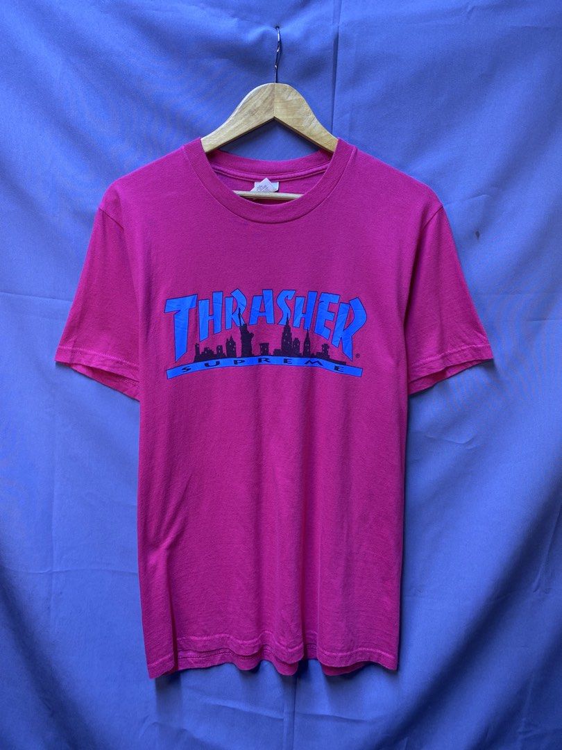 Authentic Supreme X Trasher (Category: Tshirts & Polo Shirts ) located in Makati City. Submitted by drip.poww (Listing ID 1469342112, Image 1). Description: - Authentic Supreme x trasher - Color: Fuchsia - Size: Small - Dimes: 20x27 - Authentic - Excellent condition - Need wash, fresh from bale - Material: 100% Cotton Please don’t expect too much—these are thrifted (ukay) items. 😊 !!STILL NEGOTIABLE!!.