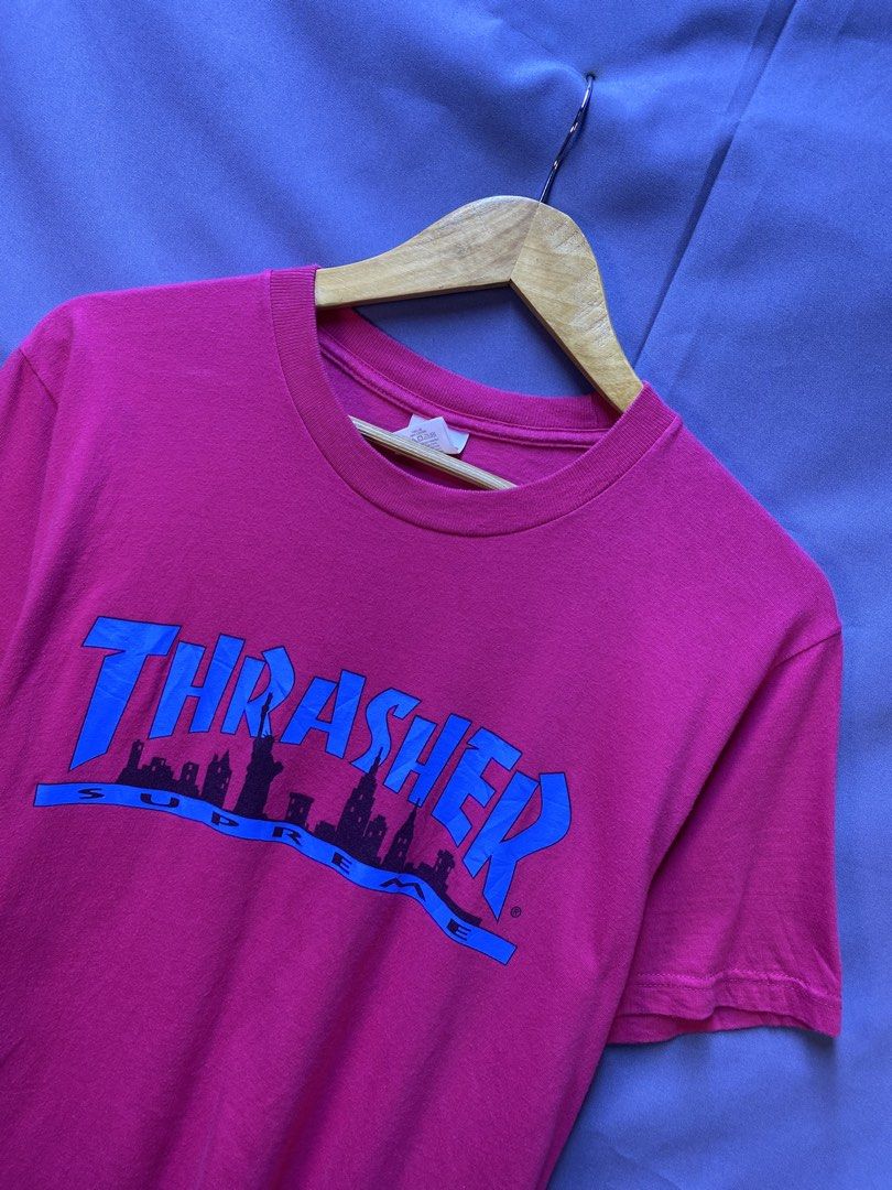 Authentic Supreme X Trasher (Category: Tshirts & Polo Shirts ) located in Makati City. Submitted by drip.poww (Listing ID 1469342112, Image 2). Description: - Authentic Supreme x trasher - Color: Fuchsia - Size: Small - Dimes: 20x27 - Authentic - Excellent condition - Need wash, fresh from bale - Material: 100% Cotton Please don’t expect too much—these are thrifted (ukay) items. 😊 !!STILL NEGOTIABLE!!.