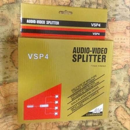 AV Commander VSP4 Audio Video Splitter 1 Input 4 Output (Category: Cables & Adaptors) located in Pasay City. Submitted by avxcenter-14601 (Listing ID 1469196925, Image 1). Description: - Model: AV Commander VSP4 Audio Video Splitter - Setup: 1 input and 4 outputs - Design: Half-size mini-type stereo component with sophisticated black brushed aluminum look - Connectivity: Gold-plated pin jacks and clear input terminal labels - Packaging: Comes in 