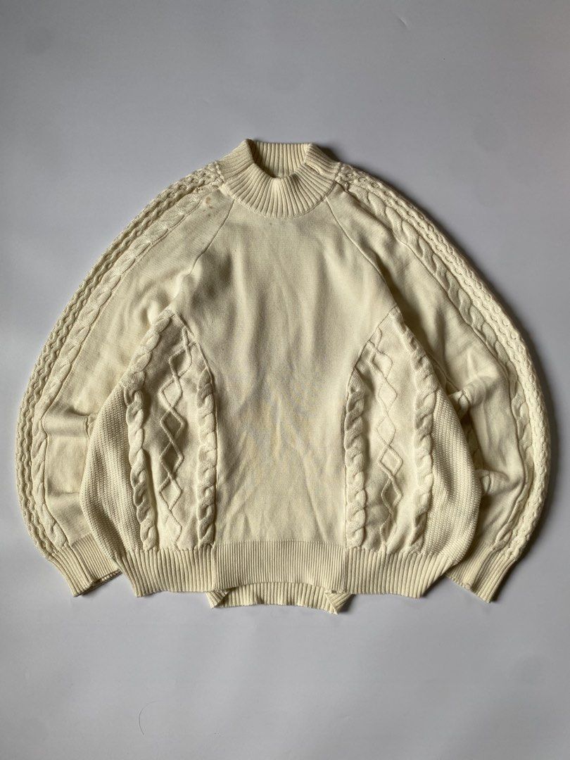 AW2018 Y/Project Oversized Panel Constructed Cable Knit Sweater (Category: Coats, Jackets and Outerwear) located in Baguio. Submitted by the_gunstore (Listing ID 1469324219, Image 1). Description: Size tagged: S Issue: Stains, Hole Width:26.5 Length:28 Shoulder: Sleeve:33.
