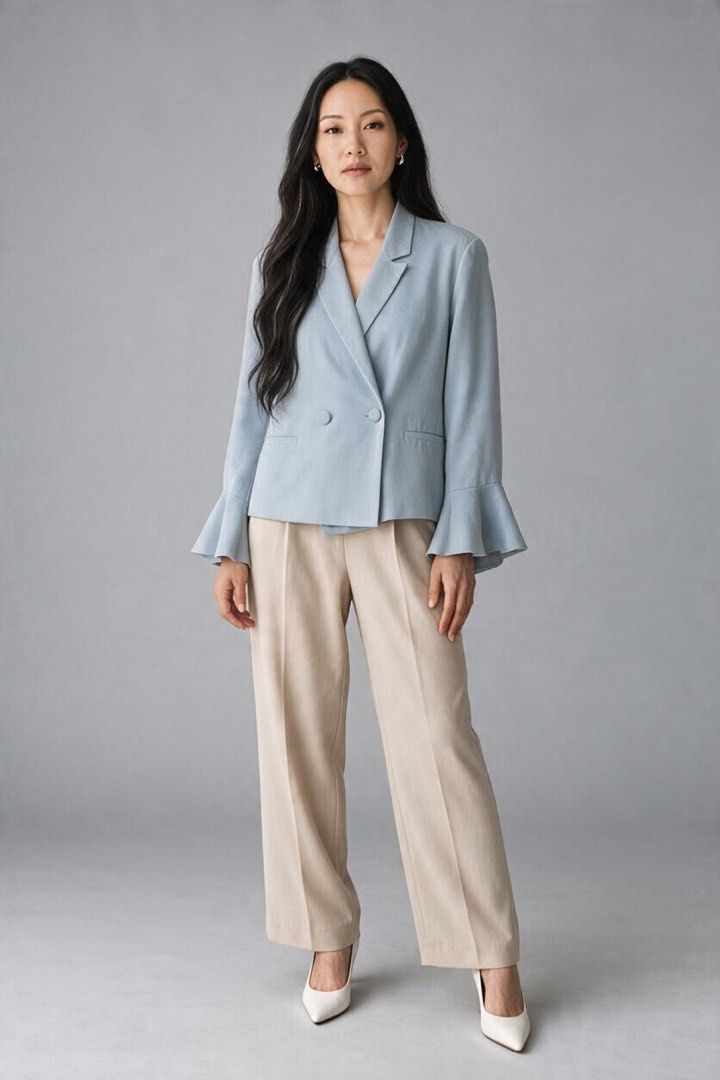 Baby Blue Top Shop blazer (Category: Coats, Jackets and Outerwear) located in Makati City. Submitted by ilovelimonata (Listing ID 1469298646, Image 2). Description: Pretty baby blue blazer from Topshop — such a lovely cut with those flared sleeves! 💙 Worn only a couple of times, still in excellent condition. Perfect for office, meetings, or dressing up jeans. Light, comfy and easy to love..