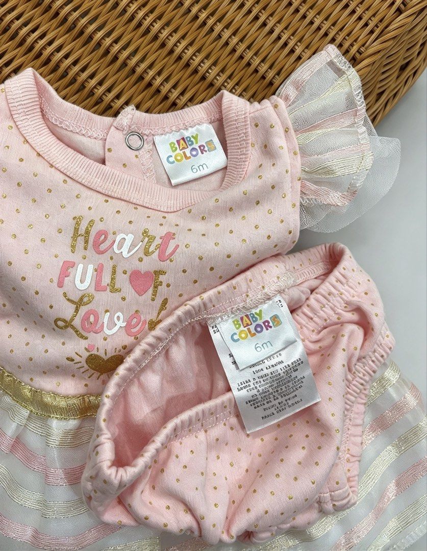 Baby dress with bloomers (Category: Babies & Kids Fashion) located in Quezon City. Submitted by zippy123 (Listing ID 1469338871, Image 2). Description: Baby colors 6m on tag good as new .