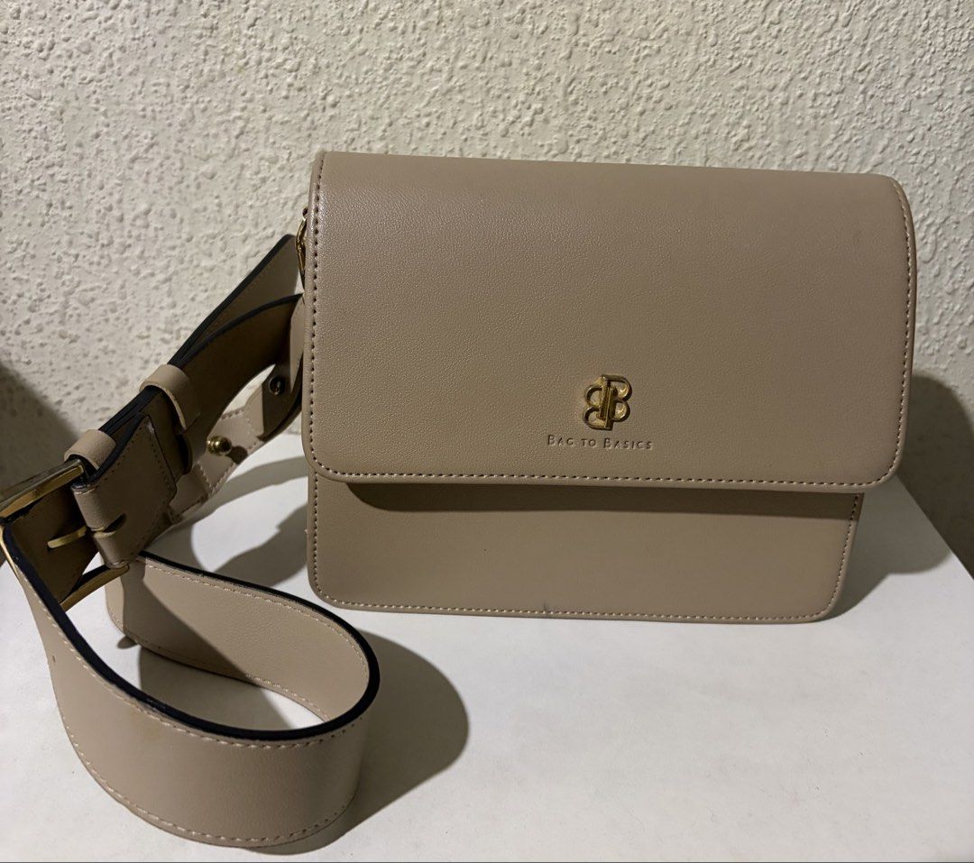 Bag to Basics Nora Shoulder Bag (Category: Cross-body Bags) located in Quezon City. Submitted by sarisaringdamit.dyg (Listing ID 1469325565, Image 2). Description: Bag to Basics Nora Shoulder Bag in a taupe or beige shade, made from vegan leather .
