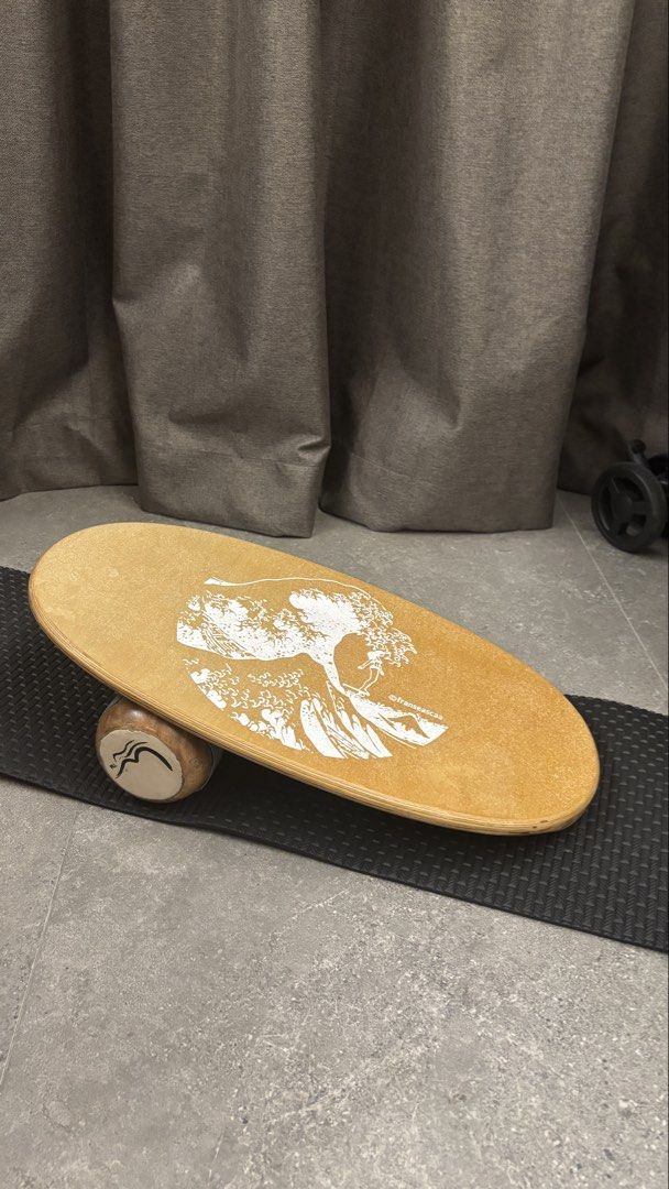 Balbo Wooden Balance Board (Category: Toning & Stretching Accessories) located in Muntinlupa City. Submitted by a.declutterer (Listing ID 1469251917, Image 1). Description: Length: 22” Width: 11.5” Very light signs of use except some warping on rubber bands. Rfs: decluttering/moving out soon .