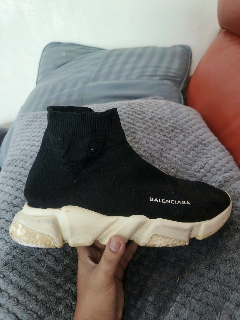 Balenciaga Speed Trainer Black White (Category: Sneakers) located in Batangas. Submitted by thbgbrr (Listing ID 1469259979, Image 2). Description: B a l e n c i a g a Speed Trainers (cracked soles) size EU 42 / US 9 AS IS shoes only! for shipping only free shipping via Spx delivery .