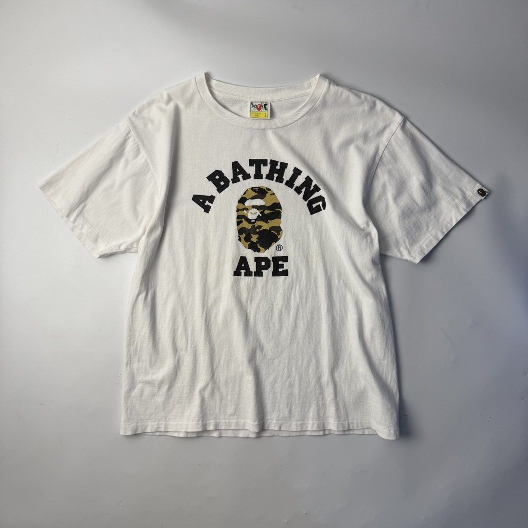 Bape 1st Camo College Tee (Category: Tshirts & Polo Shirts ) located in Quezon City. Submitted by beastmnl (Listing ID 1469259648, Image 1). Description: Dimension 22.5 width 27.5 length .