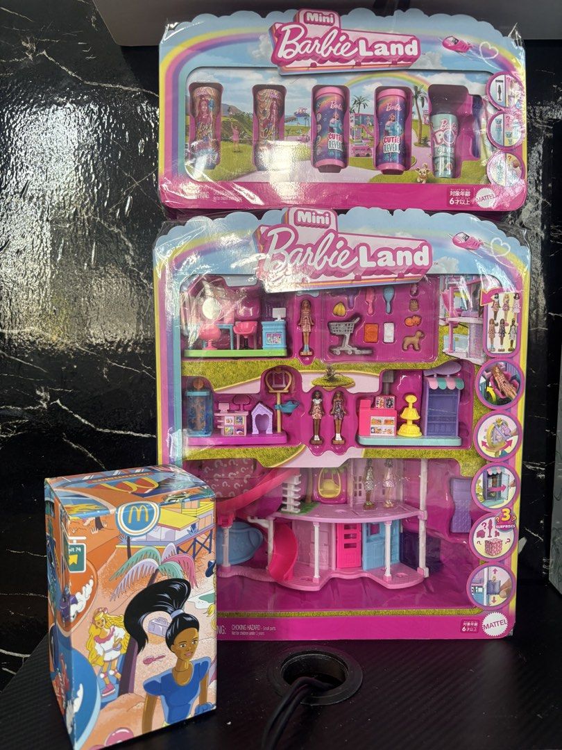 Barbie Mini Land (Category: Interactive Toys) located in Bacoor. Submitted by patchie0721 (Listing ID 1469167103, Image 1). Description: 👭👫 Mini Barbie Land - Sold as set with free Barbie Drinking Glass from McDonalds 💵💵Php3000💵💵 RFS: Declutter Pwede offer swap sa Disney Animator Doll Ariel and Moana. Thank you..