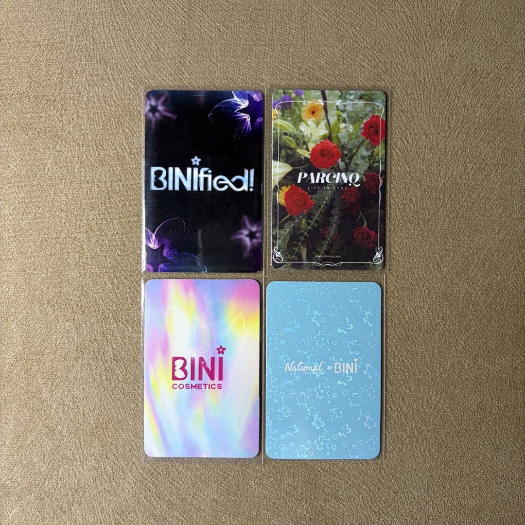 Bini Stacey Official Photocards (Category: Other Merchandise) located in Pasig City. Submitted by itsginnyfig (Listing ID 1469319985, Image 2). Description: WTS / LFB Bini Stacey Official Photocards -Binified Stacey -Bini Cosmetics Stacey Holographic -Parcinq Stacey -NBS Stacey Binder Photocard FOR TAKE ALL 4 PCS STACEY OFFICIAL PHOTOCARDS - Php 600 RFS: Stacey dups from my collection Location: Manggahan, Pasig Shipping: via Lalamove, or J&T (buy