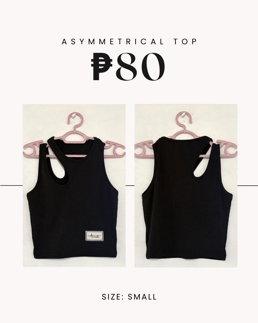 black asymmetrical sleeveless top (Category: Sleeveless) located in Indang. Submitted by beebadooday (Listing ID 1469222743, Image 1). Description: .