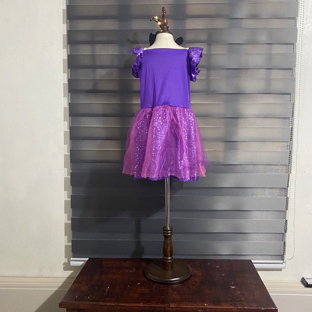 Black Purple Costume (Category: Babies & Kids Fashion) located in Caloocan City. Submitted by discusonlineshop (Listing ID 1469199629, Image 2). Description: set bag dress headband with ligth.