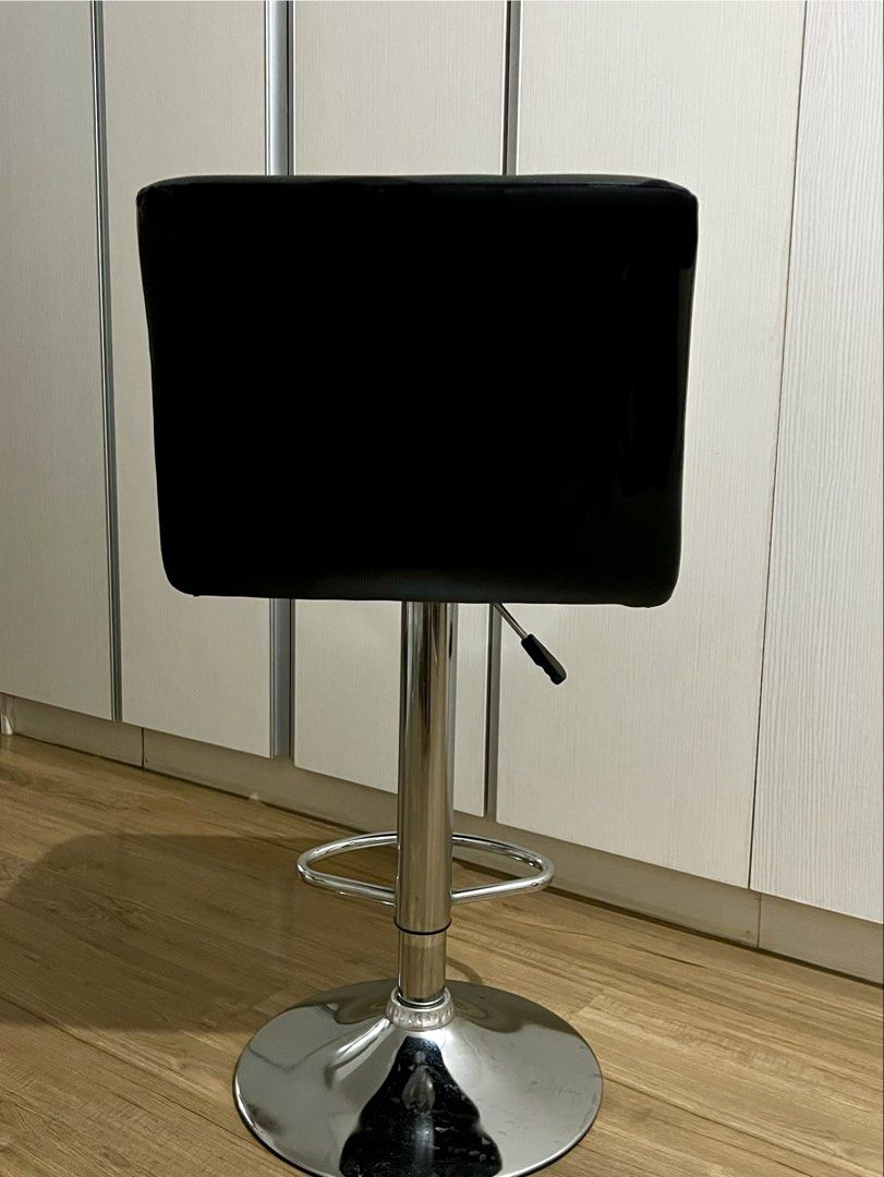 Black Tufted Faux Leather Adjustable Bar Stool (Category: Chairs) located in Cebu City. Submitted by myclothesdump12 (Listing ID 1469304052, Image 3). Description: - Style: Modern black faux leather bar stool with elegant tufted cushioning and clean stitching - Adjustability: Smooth pneumatic lever for easy height adjustment with 360-degree full swivel - Comfort & Support: Sturdy chrome pedestal base equipped with a convenient footrest - BOUGHT A
