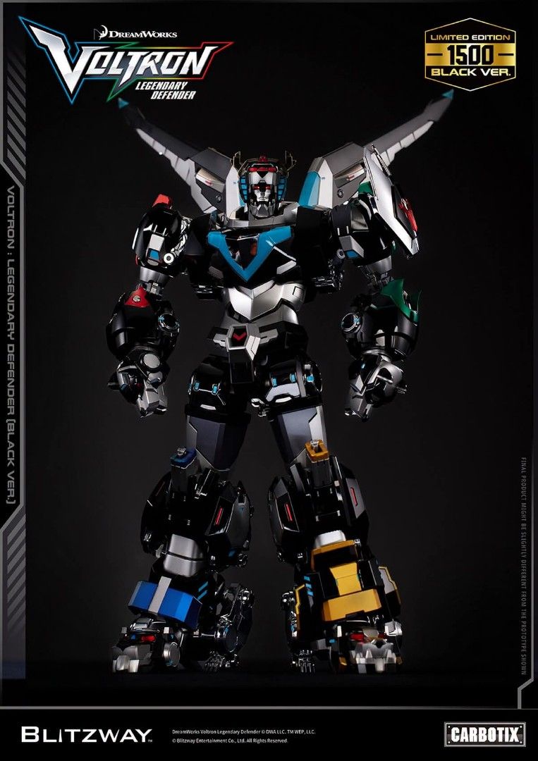 Blitzway Carbotix Voltron Legendary Defender Black Version Limited Edition (Category: Figurines & Statues) located in Manila. Submitted by mauchan00000303 (Listing ID 1469174132, Image 1). Description: - Authentic Blitzway Carbotix Voltron Legendary Defender (Black Version) - Extremely rare: Limited edition of only 1,500 pieces worldwide - Premium die-cast construction with high articulation - Separates into 5 individual lion mechas - Includes cu