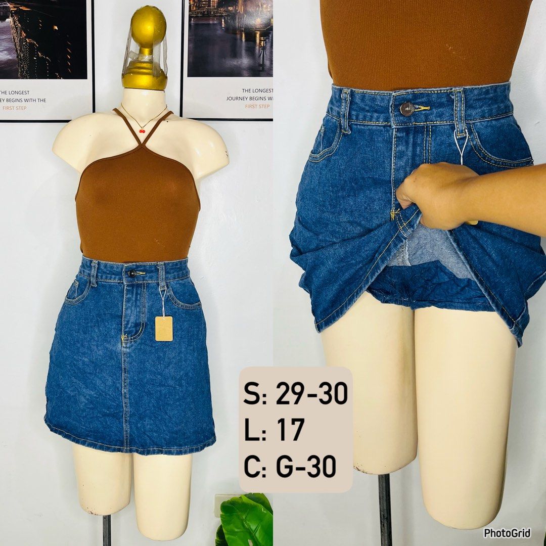 Blue Denim Skort | S 29-30 (Category: Skirts) located in Manila. Submitted by bengirlclothing (Listing ID 1469303055, Image 1). Description: - Size: 29-30 inches - Length: 17 inches -Trendy blue denim skirt with comfy built-in shorts underneath.