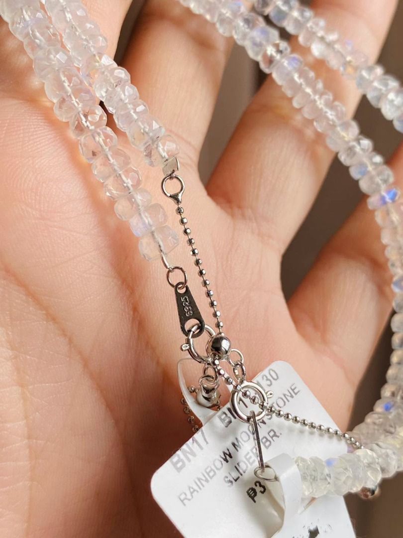 BNEW Rainbow Moonstone Slider Bracelet (Category: Bracelets) located in Baguio. Submitted by asna_taku (Listing ID 1469255655, Image 3). Description: 🌈 BNEW Rainbow Moonstone Slider Bracelet ✨ A little moonlight on your wrist. 🤍 These beautiful faceted rainbow moonstone beads shimmer with enchanting flashes of blue and iridescent colors, creating an effortlessly elegant look. Finished with an adjustable slider design for a comfortable fit, this