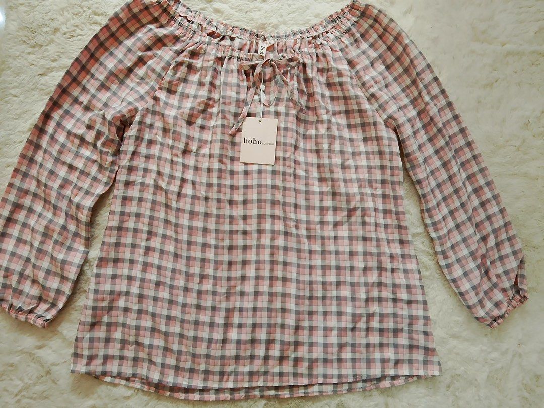 boho australia gingham long sleeve blouse size s (Category: Longsleeves) located in Manila. Submitted by istinbari05430 (Listing ID 1469189615, Image 1). Description: - Brand: Boho Australia - Size: Small to Medium .