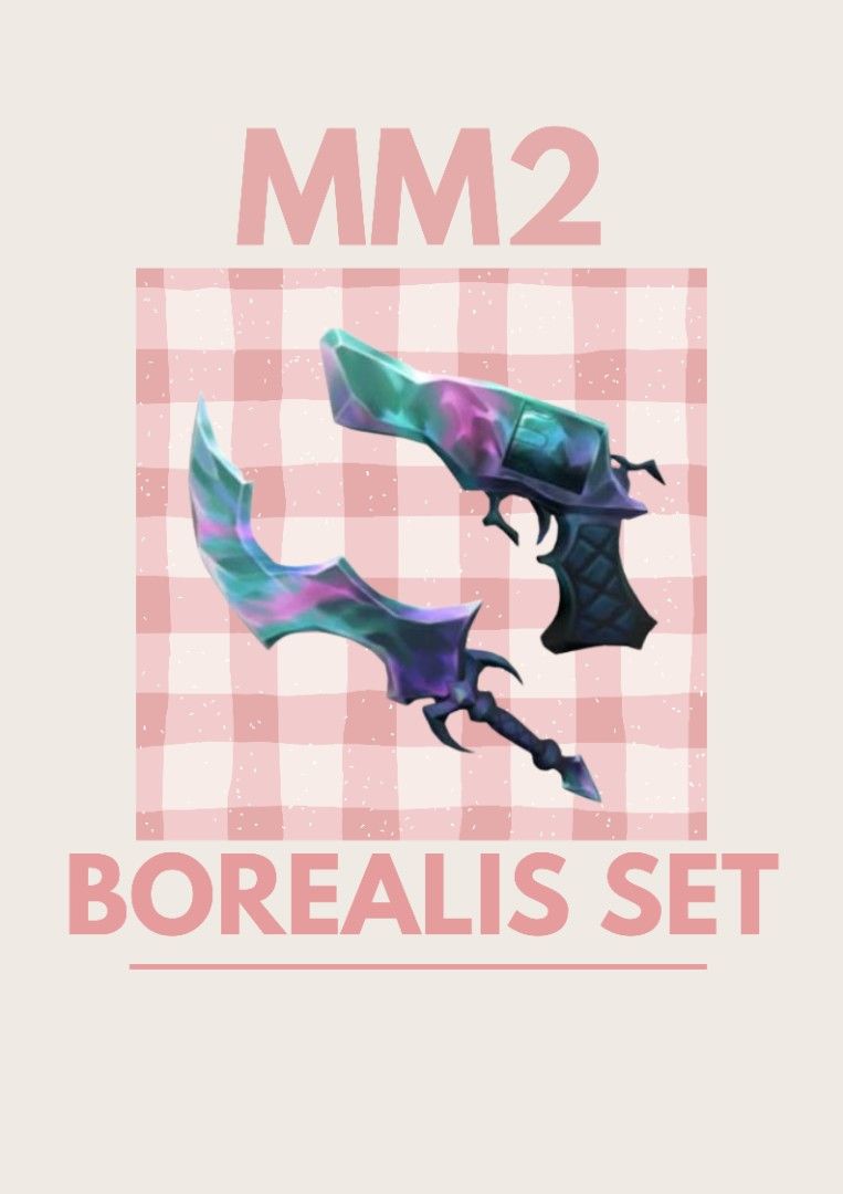 Borealis Set MM2 (Category: Board Games & Puzzles) located in Iligan City. Submitted by sammylovesmiley (Listing ID 1469321466, Image 1). Description: ☞dm me for fast transaction ☞only accepting GCASH and MAYA for payment ☆fixed price ☆ No refund after the trade.