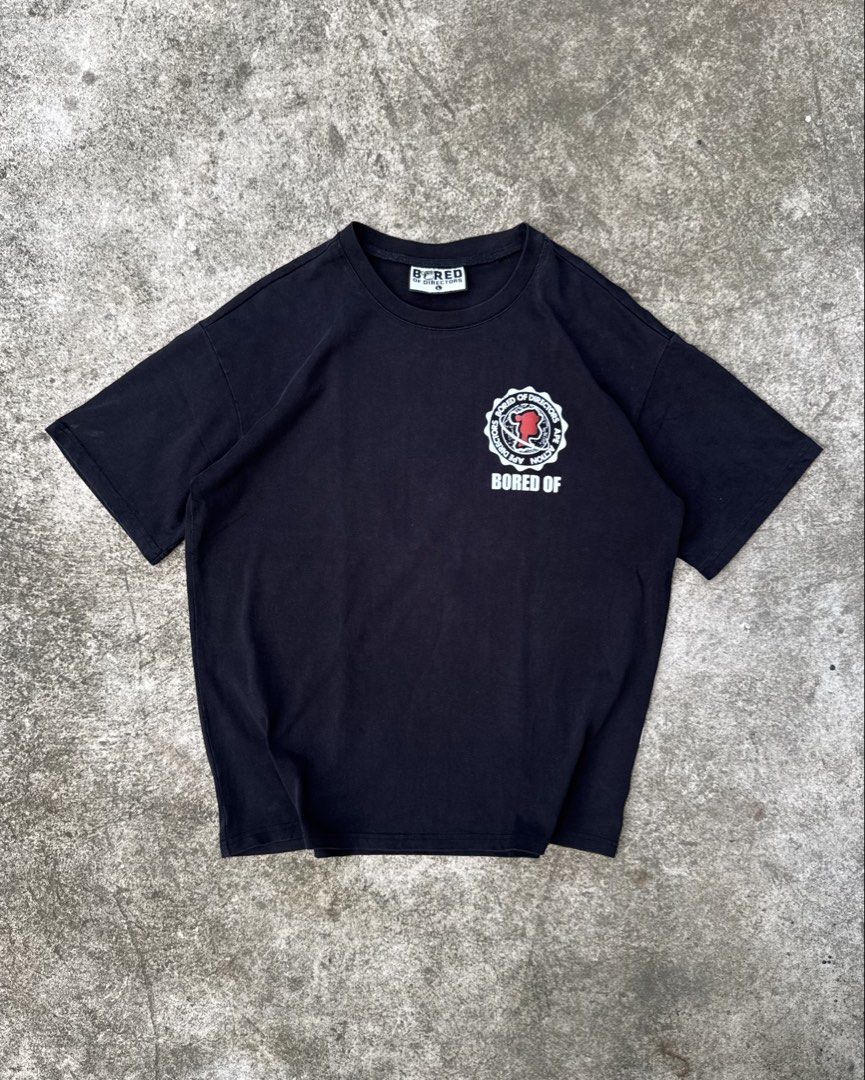 Bored of Directors Graphic Tee (Category: Tshirts & Polo Shirts ) located in Kalibo. Submitted by handmedownsklb (Listing ID 1469283055, Image 2). Description: Size: L on tag Width 23” Length 28” Color Rate:10 /10 Good Condition, print cracks .
