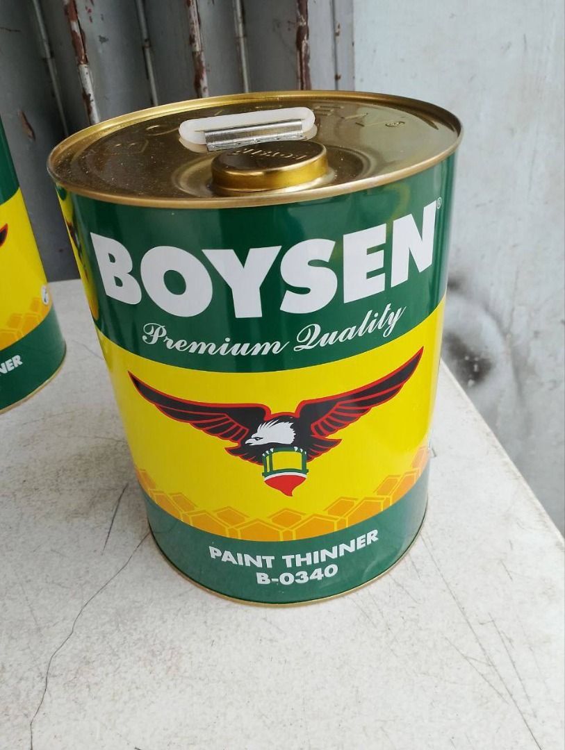 Boysen Paint Thinner Specs: 4L (Category: Everything Else Others) located in Manila. Submitted by joeyroque09 (Listing ID 1469233727, Image 1). Description: Boysen Paint Thinner Specs: 4L.