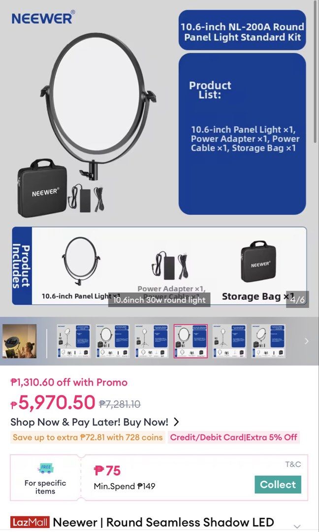 Brandnew Neewer NL-200A Round Panel Light (Category: Other Photography Accessories) located in Paranaque City. Submitted by dalle_closet (Listing ID 1469212351, Image 2). Description: brandnew po 5900 price nito sa blue app working well.