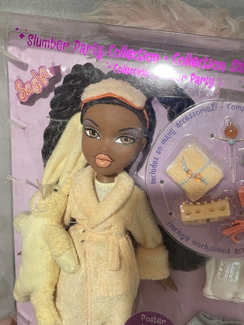 Bratz Slumber Party Sasha Doll(In Box) (Category: Kids Toys) located in Imus. Submitted by pawwwy45 (Listing ID 1469387635, Image 3). Description: - Brand: Bratz (Slumber Party Collection) - Character: Sasha - Condition: Brand new, unopened, and intact original packaging - Inclusions: Plush bunny toy, sleep mask, bathrobe, extra top & bottoms, styling accessories, and a poster - Perfect for gifts and collectors - Location: Imus, Cavite.