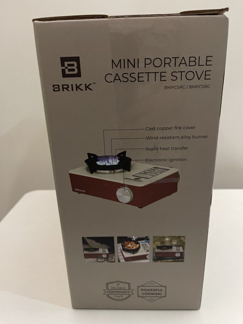 BRIKK Mini Portable Cassette Stove BMPCSRC / BMPCSBC (Category: Cookers) located in Quezon City. Submitted by bravehorse_f1f6d5 (Listing ID 1469282465, Image 3). Description: - Brand: BRIKK Mini Portable Cassette Stove (Model: BMPCSRC / BMPCSBC) - Condition: Brand new, unopened box, factory sealed - Fuel Type: Liquified butane gas - Power Output: 3.5KW high efficiency - Build Quality: Cast copper fire cover & wind-resistant alloy burner - Safety 