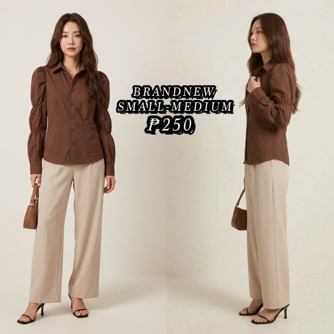 BROWN PUFFSLEVE POLO LONGSLEEVE (Category: Others Tops) located in Taguig. Submitted by jane.klosette (Listing ID 1469240892, Image 1). Description: BRANDNEW DELIVERY VIA LALAMOVE, PAYMENT FIRST. 📍 TAGUIG.