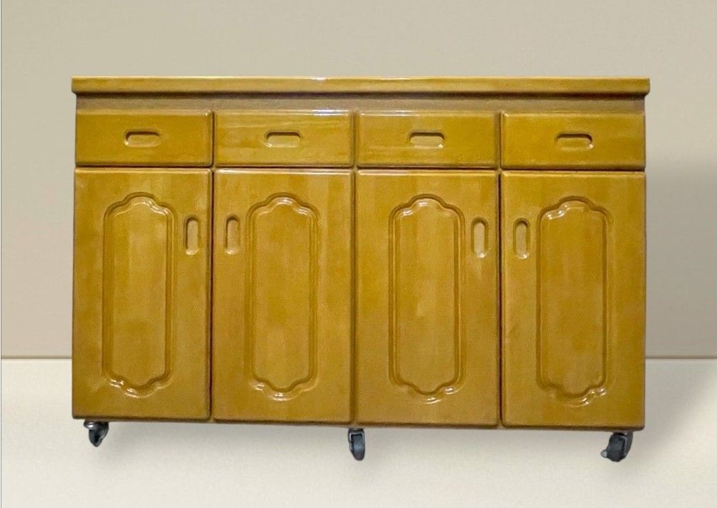Buffet Sideboard Console Cabinet (Category: Shelves, Cabinets & Racks) located in Quezon City. Submitted by dannikkishoppe2 (Listing ID 1469215062, Image 1). Description: Buffet Sideboard Console Cabinet ‼️₱7800‼️ ✅ 4 Door Cabinets ✅ 4 Upper Drawers ✅ With Caster Wheels for Easy Moving ✅ Sturdy and Functional Design ✅ Perfect for Home, Office, or Business 📏 Dimensions: H 31.5 L 46.5 W 17 inches Please manage your expectations as there might be m
