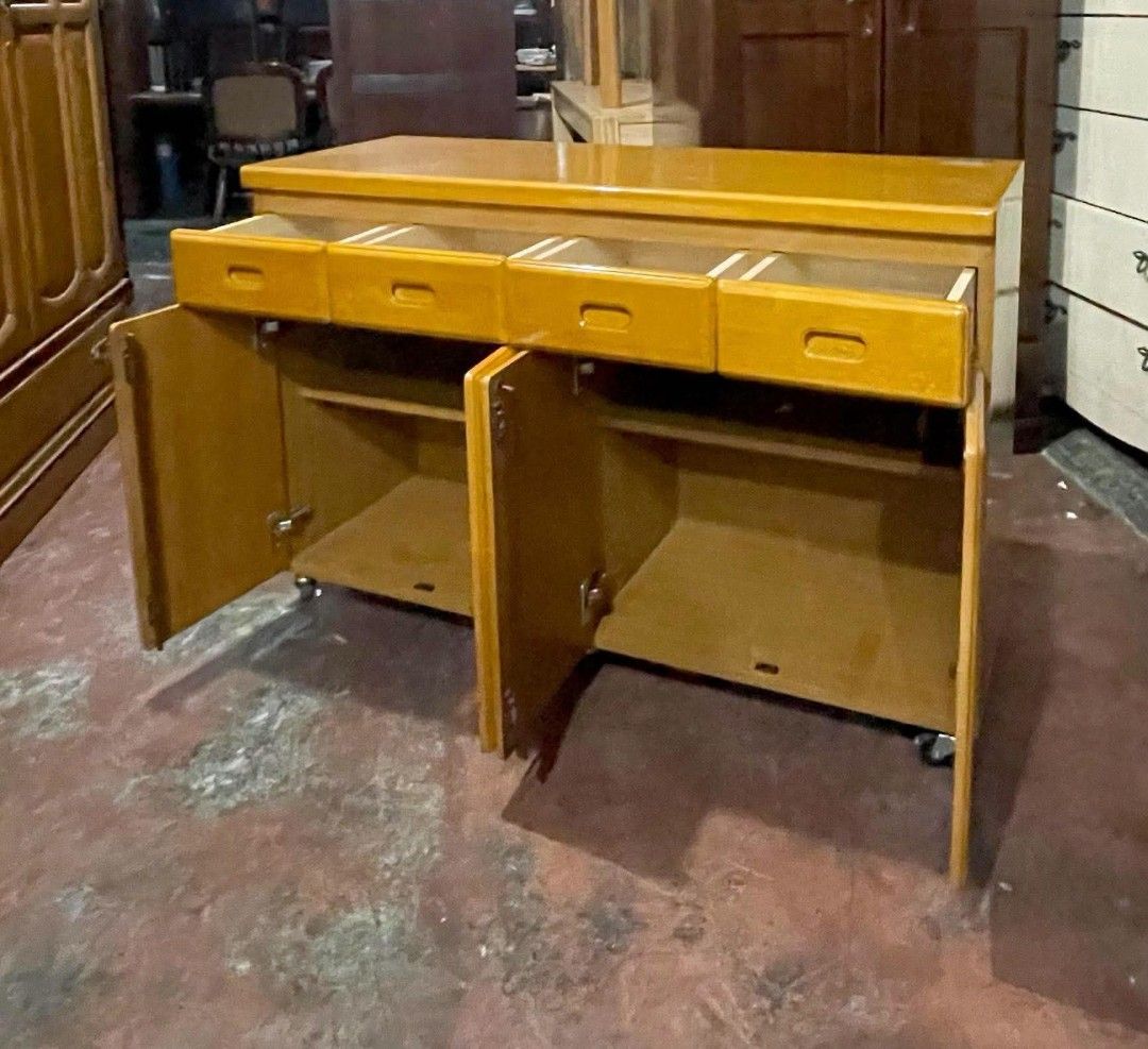 Buffet Sideboard Console Cabinet (Category: Shelves, Cabinets & Racks) located in Quezon City. Submitted by dannikkishoppe2 (Listing ID 1469215062, Image 3). Description: Buffet Sideboard Console Cabinet ‼️₱7800‼️ ✅ 4 Door Cabinets ✅ 4 Upper Drawers ✅ With Caster Wheels for Easy Moving ✅ Sturdy and Functional Design ✅ Perfect for Home, Office, or Business 📏 Dimensions: H 31.5 L 46.5 W 17 inches Please manage your expectations as there might be m