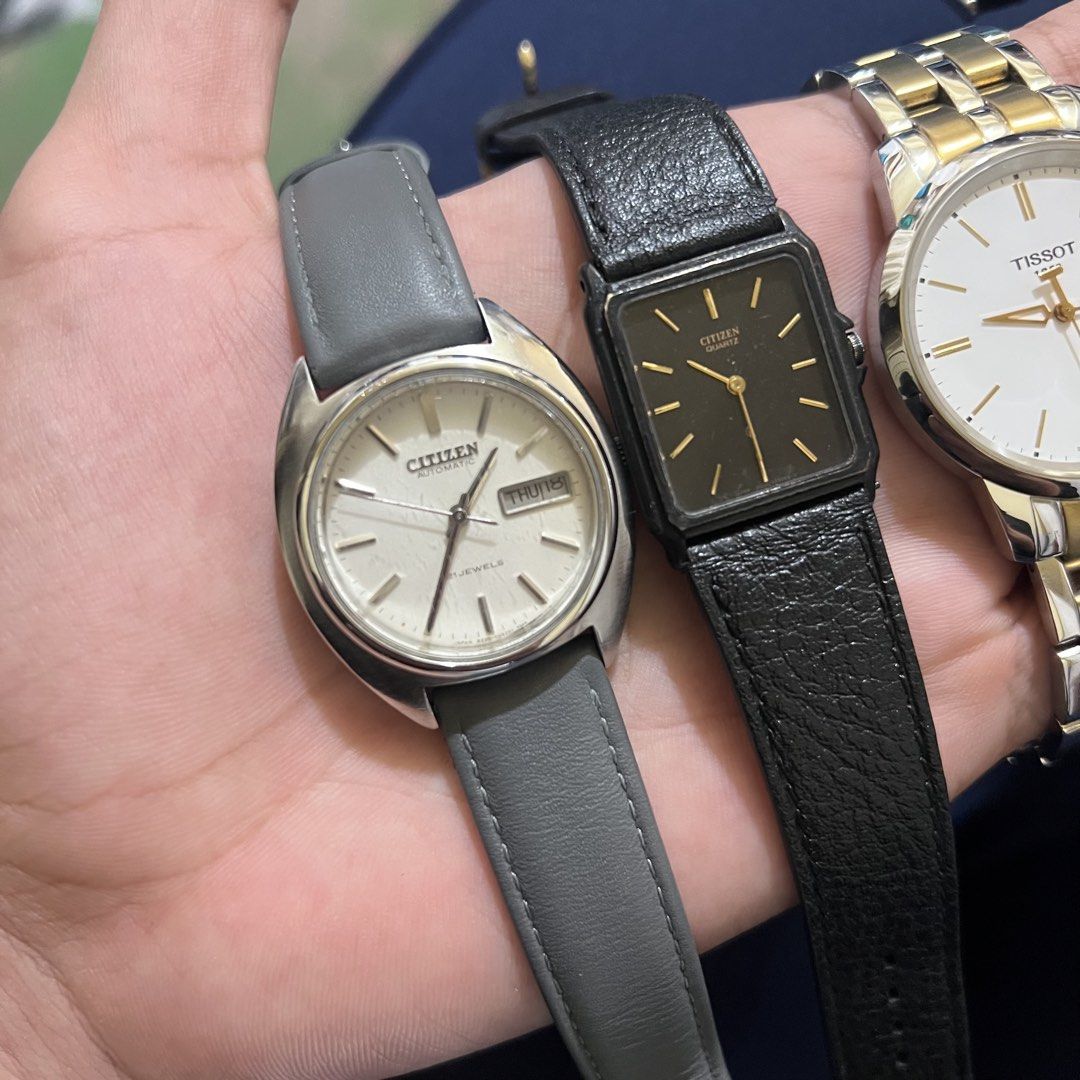 Bundle sale watches (Category: Luxury Watches) located in Manila. Submitted by marcpimentel2323 (Listing ID 1469243446, Image 3). Description: Tissot 1853 Citizen tank Citizen 8200 Seiko chronograph.