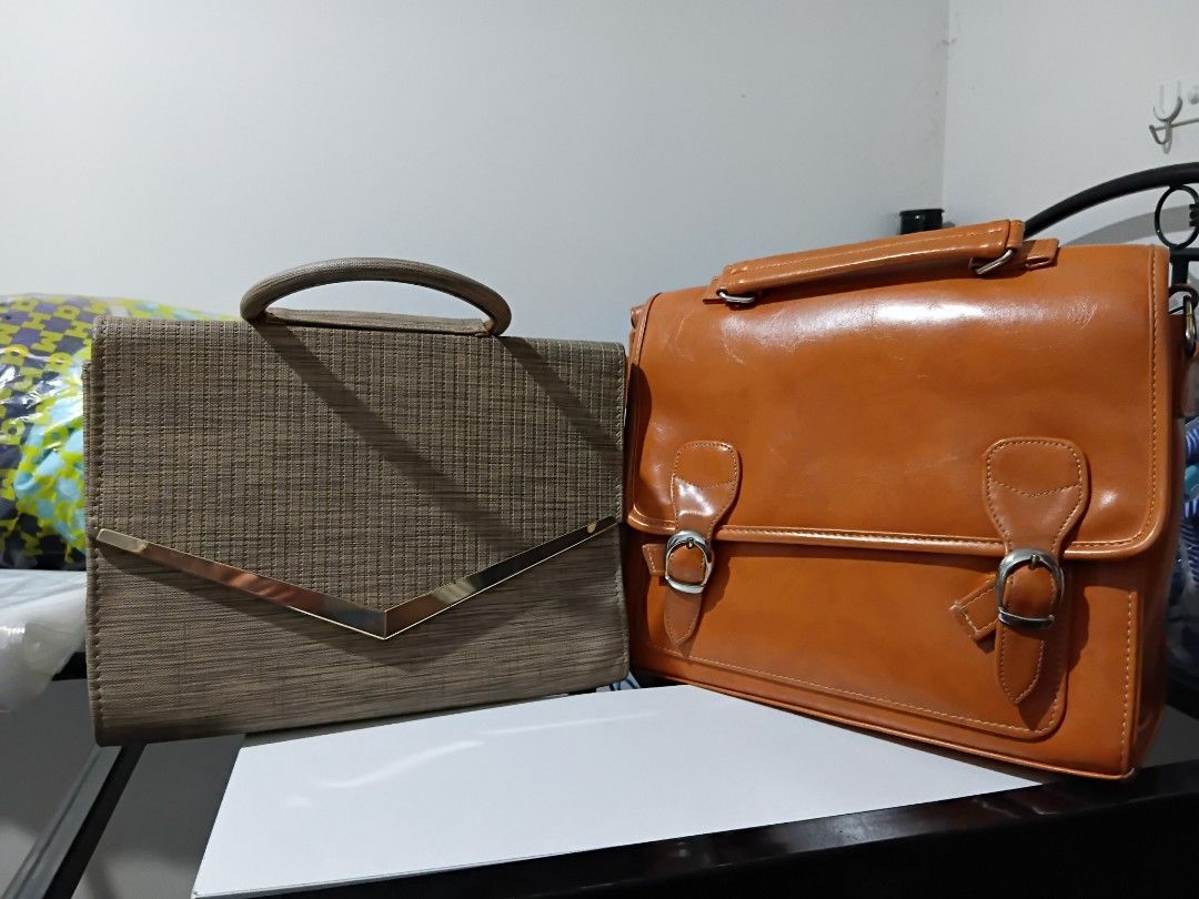 Bundle: Vintage Brown Satchel Bag With Top Handle (Category: Shoulder Bags) located in Mandaluyong City. Submitted by cheshireshoppe (Listing ID 1469266262, Image 1). Description: Bundle (Take both) manage your expectations rfs: declutter.