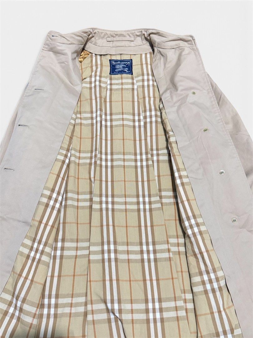 BURBERRY BEIGE TRENCH COAT (Category: Coats, Jackets and Outerwear) located in Dasmarinas. Submitted by nvrgobrkagain. (Listing ID 1469295888, Image 3). Description: -Vintage burberry's beige trench coat with full alternate color beige plaid design on the inner part WIDTH : 20 IN LENGTH : 43 IN.
