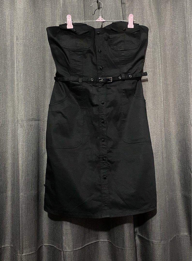 Bustier Dress (Category: Dresses) located in Mandaluyong City. Submitted by aiztyle (Listing ID 1469176662, Image 1). Description: Forever Medium on tag Bustier Belted Dress Adjustable side hem bottom Stretchable fabric material Measurement: Bust 32”-34” Waist 27”-28” Length 30” Super SALE Php300.00 only.