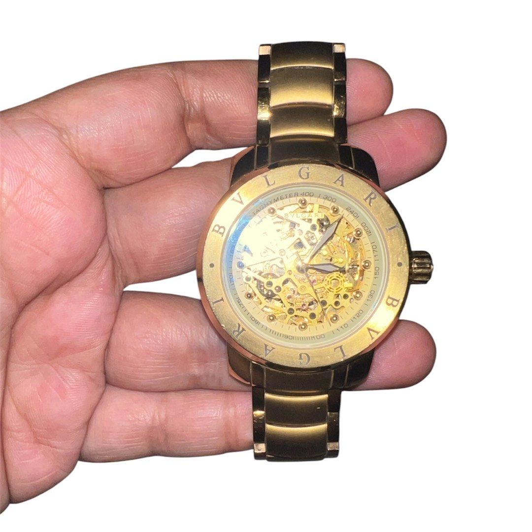 WATCH (Category: Men's Watches) located in Pasig City. Submitted by mdlda (Listing ID 1469348042, Image 3). Description: BVLGARI WATCH - Gold-tone automatic skeleton watch - 40mm - 42mm 2989+sf Declutter.