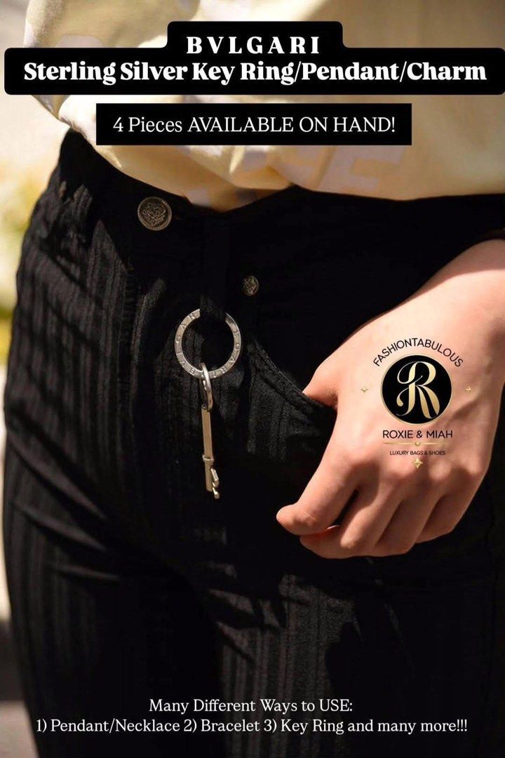 BVLGARI STERLING SILVER KEYRING / PENDANT 💎 (Category: Luxury Accessories) located in Mandaluyong City. Submitted by luxprelovedbagsparadise (Listing ID 1469310898, Image 3). Description: ✨ LUXURY FINDS FOR ONLY ₱5,000! 🖤✨ 💎 AUTHENTIC BVLGARI STERLING SILVER KEYRING / PENDANT 💎 A timeless luxury piece with a versatile design! 😍 This authentic BVLGARI accessory features a circular pendant engraved with the iconic BVLGARI logo around the edge.