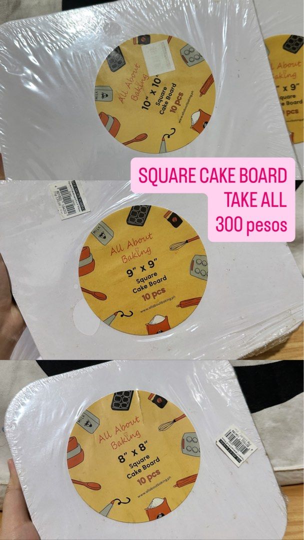 Cake Boards | Round Square Rectangle (Category: Craft Supplies & Tools) located in Taguig. Submitted by xxangela69xx (Listing ID 1469183967, Image 2). Description: DECLUTTERING. NEVER USED. i have cake boxes available as well. just send me a message. pwede na ibundle. i can give it at lower prices. Get nyo na to. super mura na lang. Rfs: hindi na nakakapag bake. - All-in-one baking supplies bundle ideal for home bakers and cake makers - Perfect f