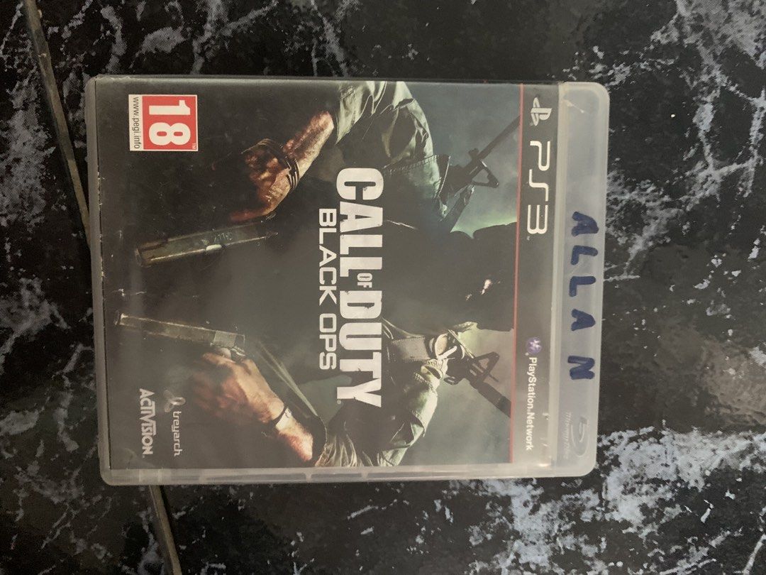 Call of Duty Black Ops PS3 Game (Category: PlayStation) located in Manila. Submitted by urthrifthany (Listing ID 1469173048, Image 1). Description: - Game: Call of Duty Black Ops for PlayStation 3 - Developer: Treyarch | Publisher: Activision - Genre: Action Shooter (PEGI 18 / Mature) - Inclusions: Original plastic case included - Condition Note: Previous owner's name is written in marker on the side spine label.