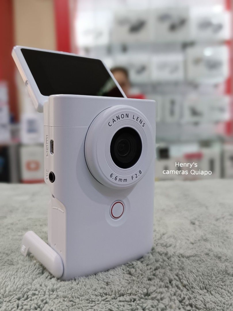 Canon PowerShot V10 White Vlogging Camera (Category: Cameras) located in Paranaque City. Submitted by winard4mentera (Listing ID 1469202841, Image 3). Description: - Model: Canon PowerShot V10 (White) - Ultra-lightweight & compact: Weighs only 211g - Video quality: 4K UHD recording with a wide-angle lens built for vlogging - Convenience: Flip-up screen for easy framing - Audio & Connectivity: Built-in microphone and HDMI ports - Creative control: