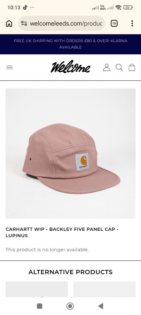 Carhartt WIP Backley Five Panel Cap Lupinus (Category: Caps & Hats) located in Caloocan City. Submitted by neiledrian (Listing ID 1469319080, Image 1). Description: - Brand: Carhartt WIP - Model: Backley Cap - Color: Lupinus - Condition: Brand new with tags still attached, clean inside and out - Material: 100 percent cotton exterior - Design: Classic five-panel build with square Carhartt label on the front - Fit: Adjustable strap at the back - Ve